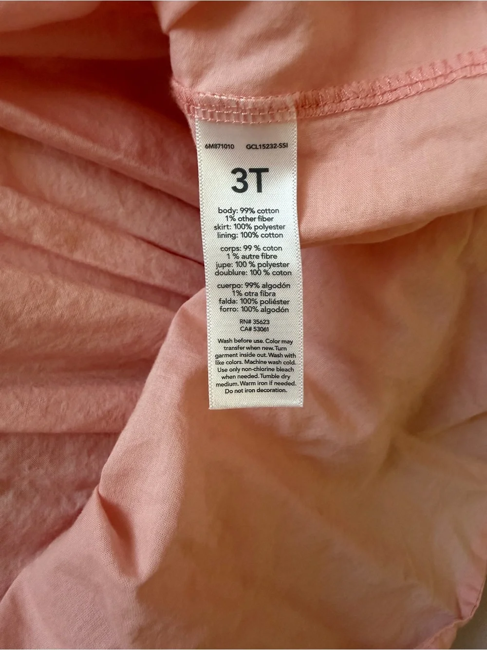 Oshkosh Girls 3T Denim and Pink Tulle Short Sleeve Dress